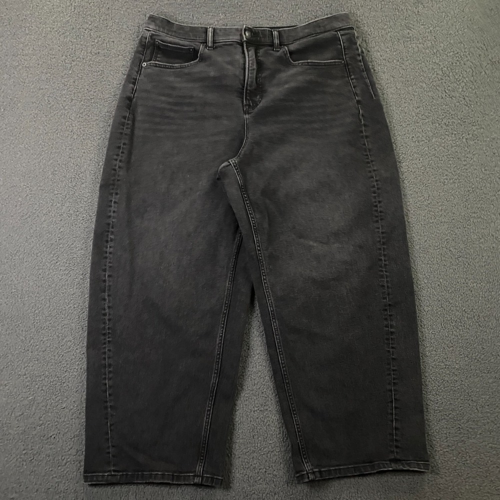 Spanx Barrel Leg Jeans Plus size 1X Stretch Denim Black High Rise 21593R‎